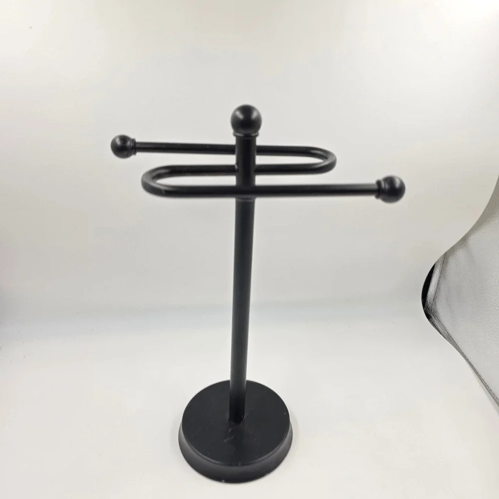 LG Sourcing Matte Black Metal S-Curve Countertop Hand Towel Holder 161316